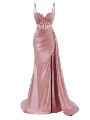 Vestito Donna Maxi Diciottesimo Festa Occasione Speciale Party Dress Rosa Chiaro 110551